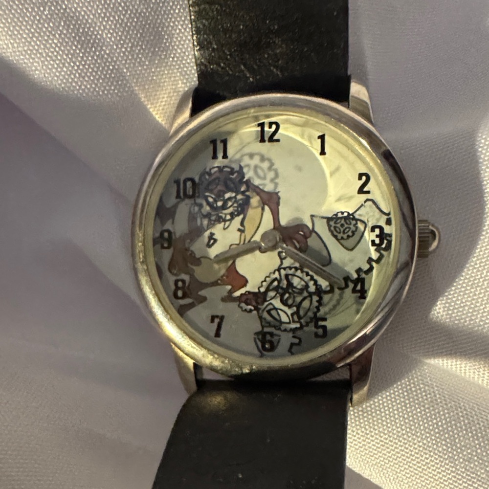 Unique Black Strap Watch with Artistic Dial - Picture 2 of 4